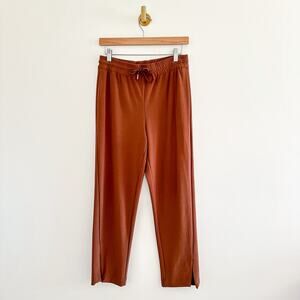 Joie Drawstring Waist High Rise Straight Leg Ankle Pants Rust Brown S